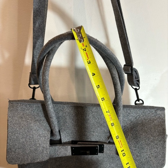 HANDBAG CROSSBODY Made of Felt with A Metal Clasp Birkin Style No Brand NWOT - Picture 8 of 11